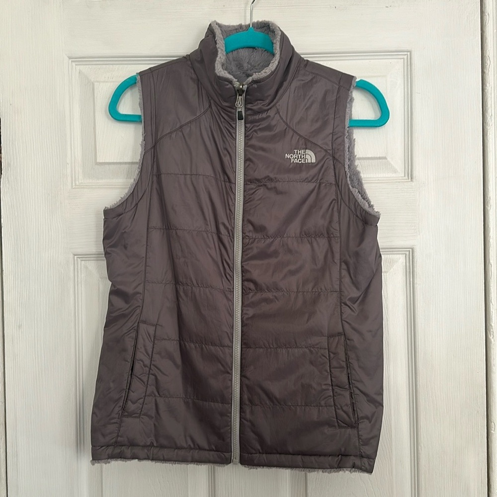 North Face Reversible Vest, Gray/Silver, Size Small